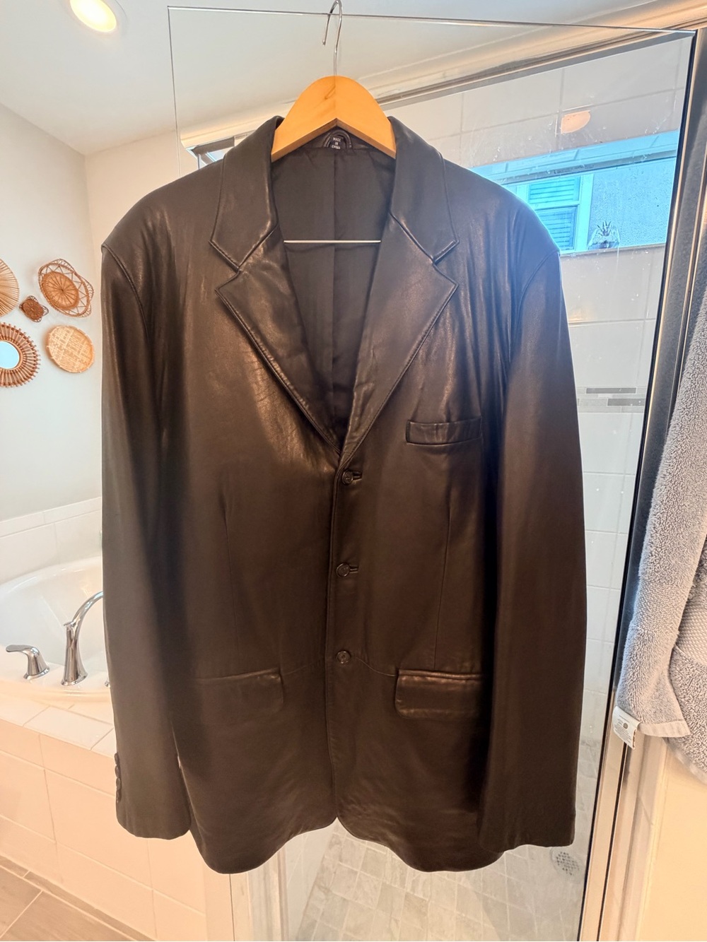 Ralph Ralph Lauren RRL Vintage Black 100% Lamb Leather Blazer Jacket